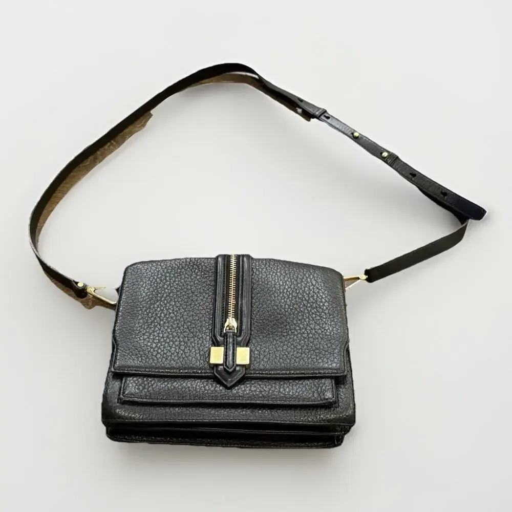 Rebecca Minkoff Womens Black Mini Waverly Pebbled Leather Crossbody Bag
